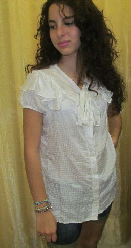 Camisa-bata seda com laço